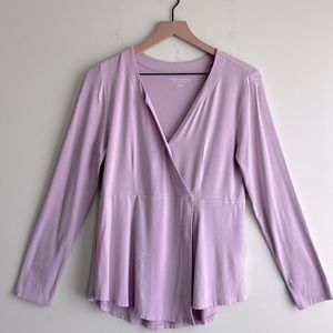 Soft Surroundings Faux Wrap V Neck Long Sleeve Top